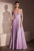 A-line dress with deep V-neck and spaghetti straps-5