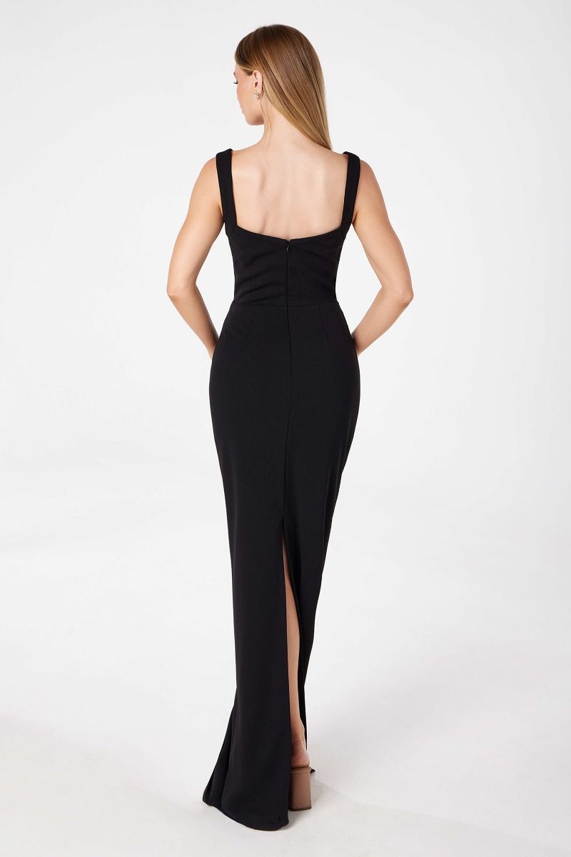 Mermaid dress with square neckline, straps and square back-4