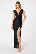 V-Neck Fitted Dress With Square Back-0