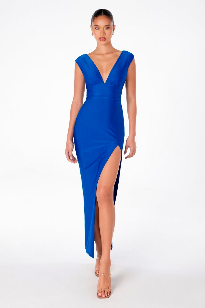 V-Neck Fitted Dress With Square Back-1