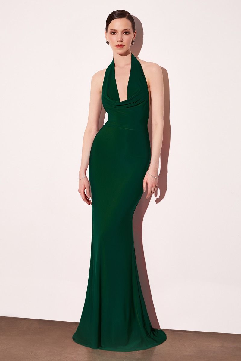 Halter V-neck mermaid dress-4