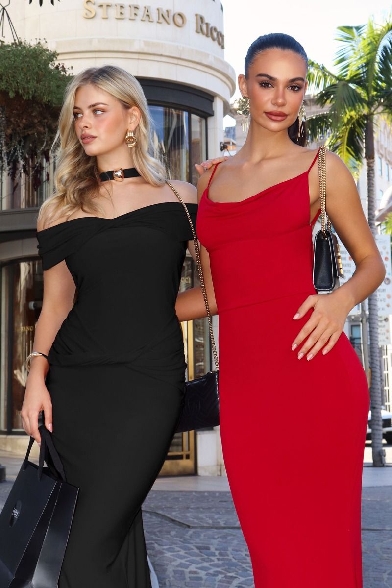 Minimalist Open Back Lace Detail Fitted ITY Evening Gown with Spaghetti Straps-3