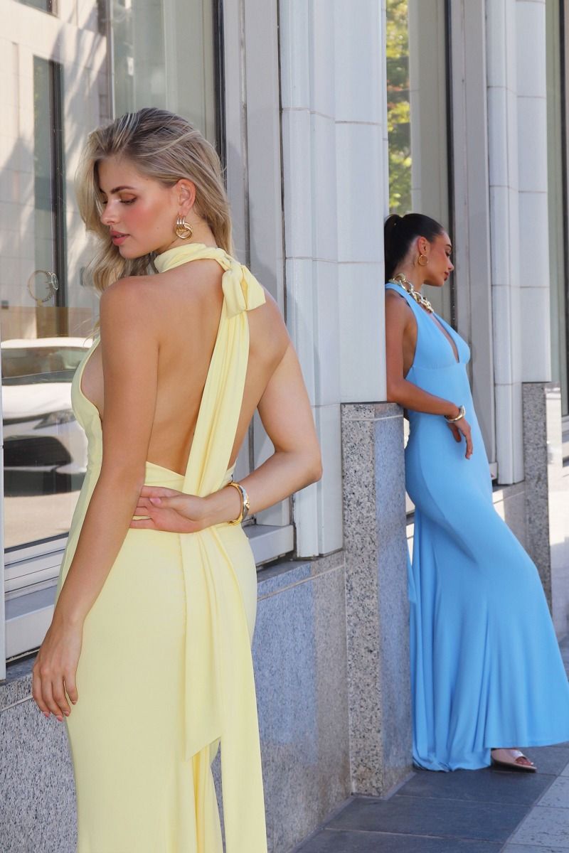 Deep V Halter Neckline Stretch-4