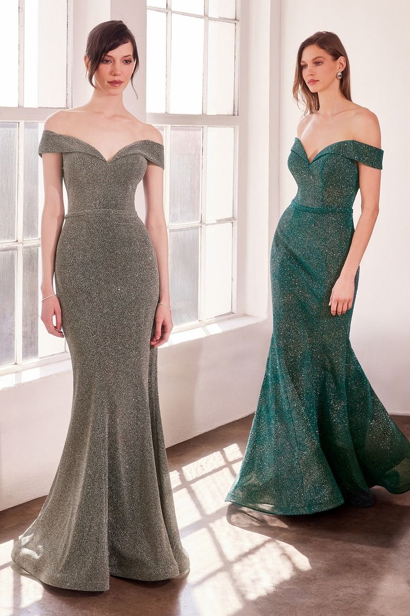 Sparkly Mermaid Dress With Sweetheart Neckline And Off-The-Shoulders-2