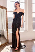 Shiny Off Shoulder Bodycon Dress-0