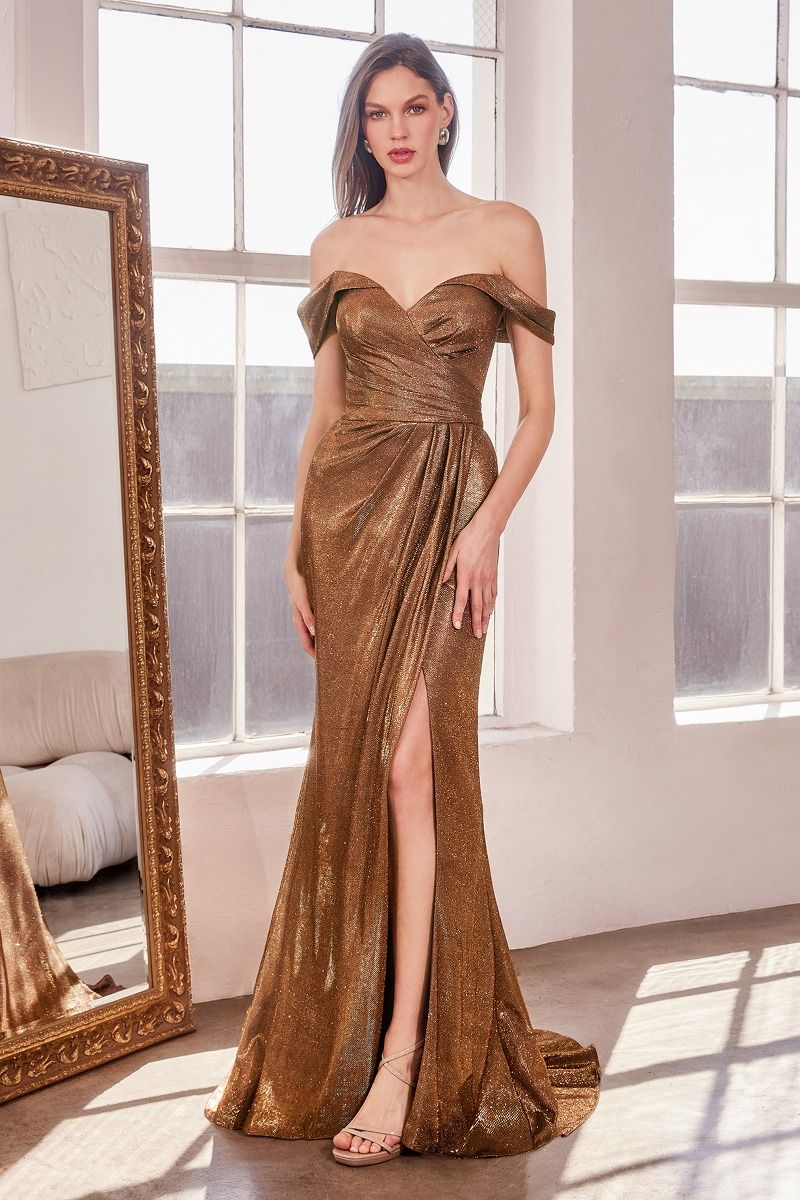 Shiny Off Shoulder Bodycon Dress-2