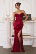 Fitted Satin Bustier Draped Gown-2