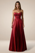Sweetheart neckline Satin A-line dress-0