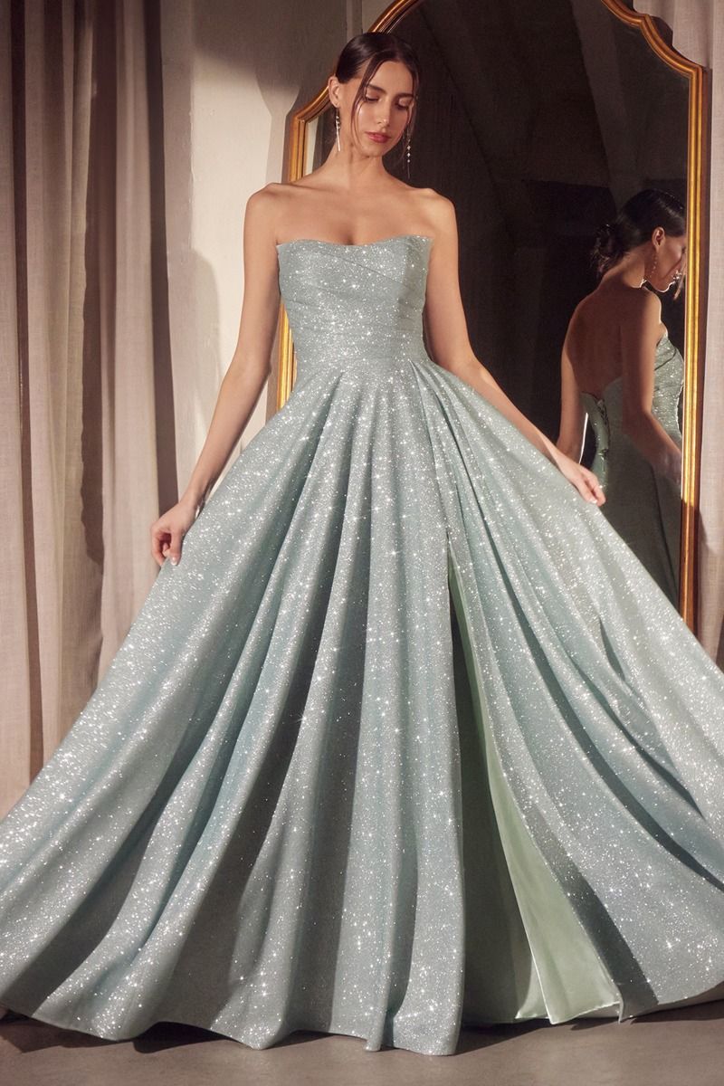 Strapless A-line dress with round neckline and bodice-8