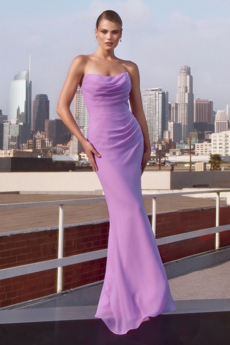 Strapless Scoop Neckline Bodycon Dress With A Beautifully Gathered Bodice And Hip Line-3
