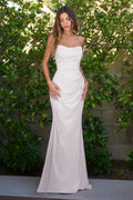 Strapless Chiffon Gown a Softly Draped Bodice, Floor-Length Mermaid Silhouette-0