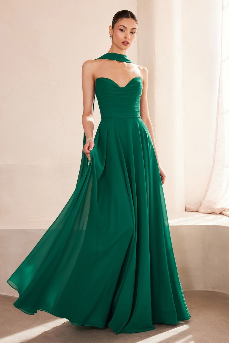 Strapless sweetheart neckline A-line dress-8