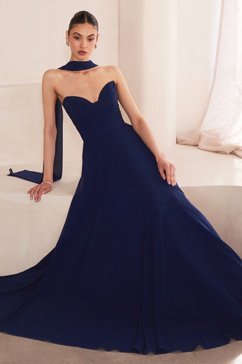 Strapless sweetheart neckline A-line dress-4
