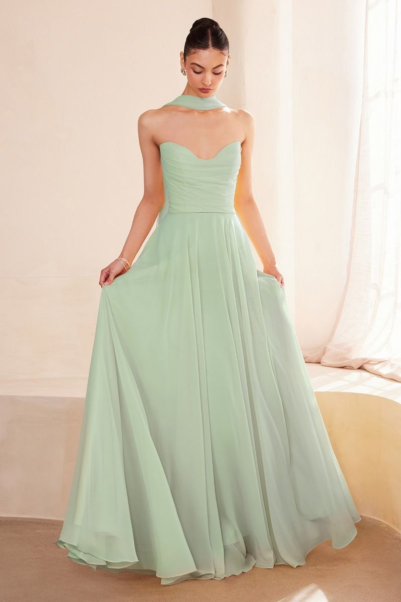 Strapless sweetheart neckline A-line dress-6