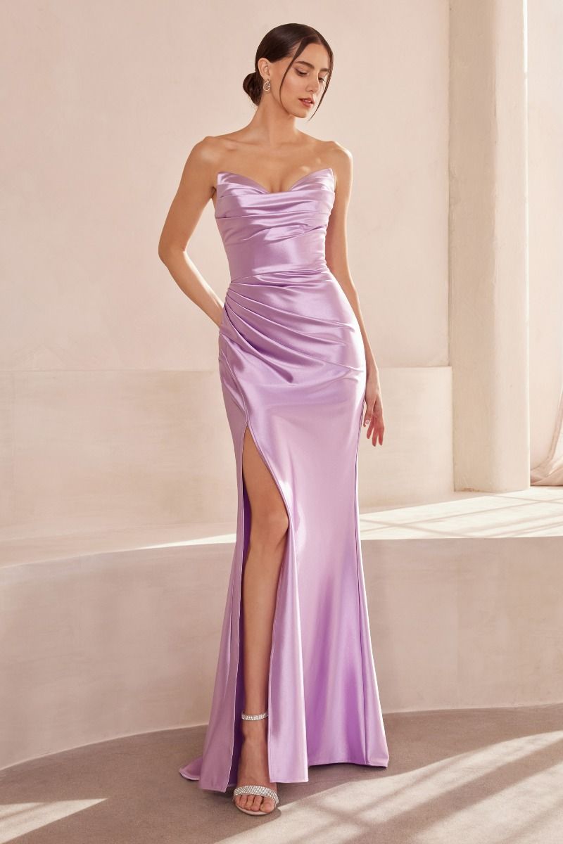 Strapless V-neck bodycon dress-10