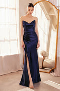 Strapless V-neck bodycon dress-10