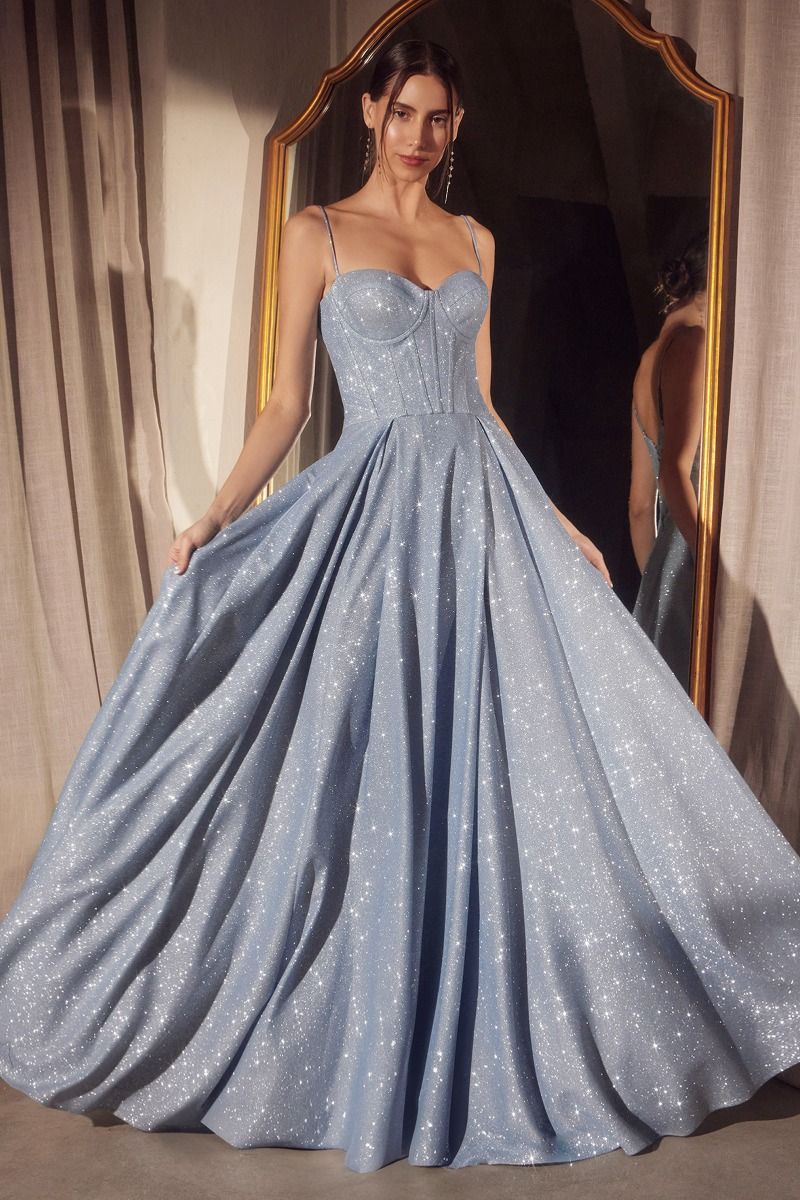 A-Line Dress With Glitter Fabric-3