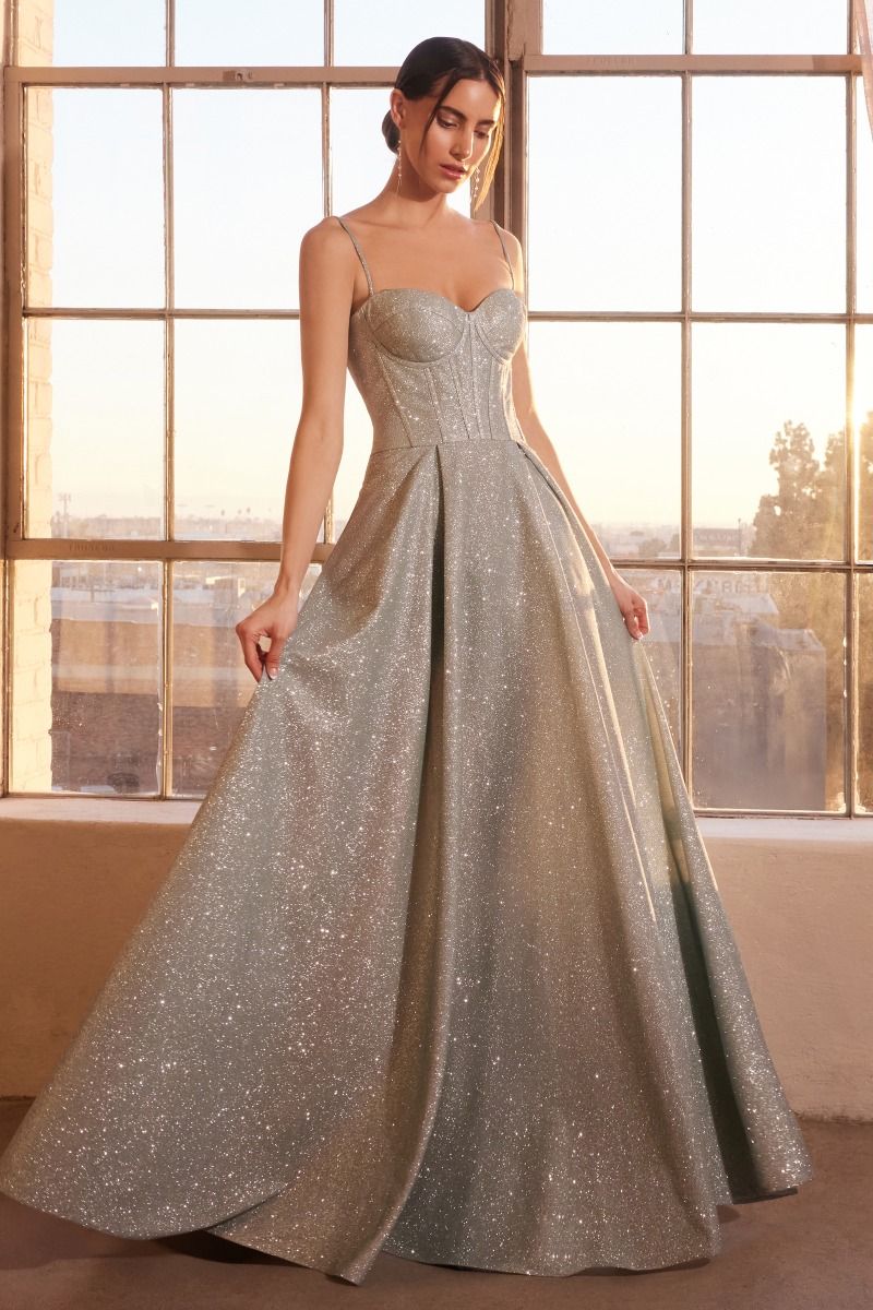 A-Line Dress With Glitter Fabric-4