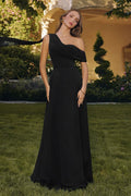 One Shoulder Chiffon Corset Gown-0