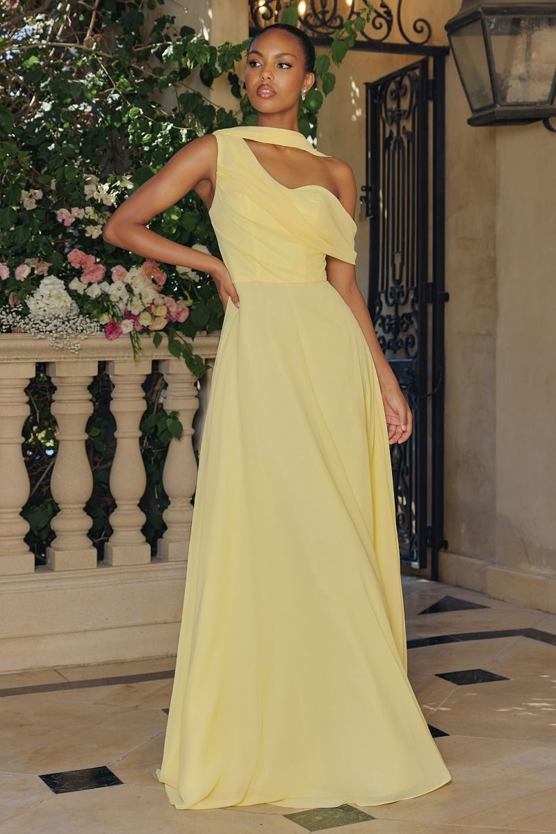 One Shoulder Chiffon Corset Gown-6