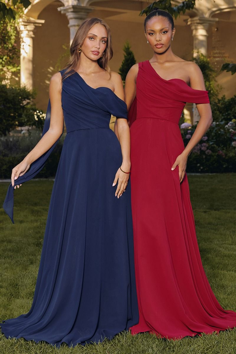 One Shoulder Chiffon Corset Gown-1