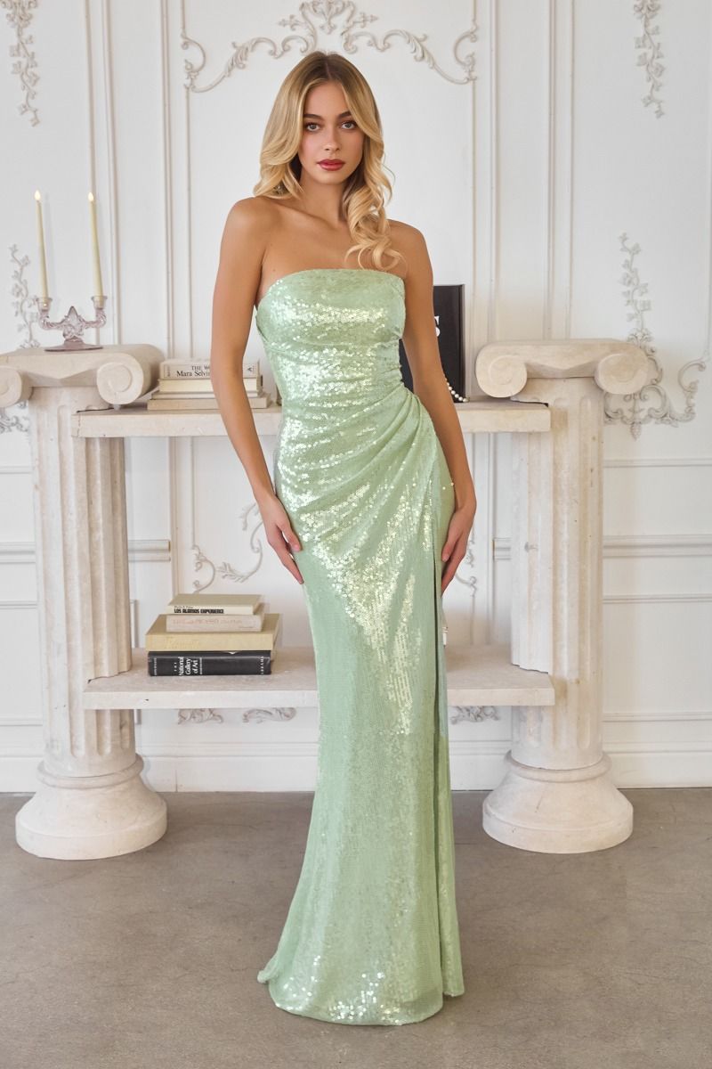 Strapless Neckline Sequin Fabric-4
