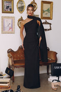 One-shoulder Neckline Draped Chiffon-0