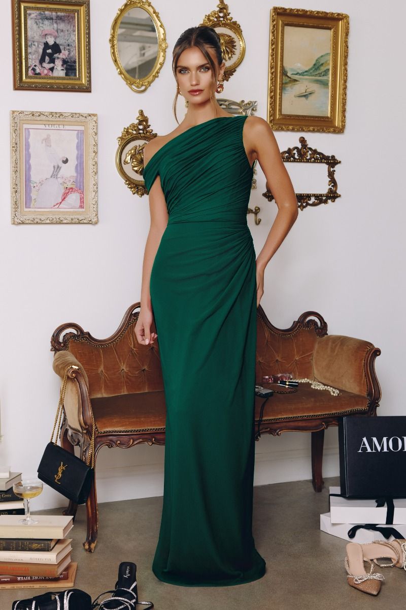 One-shoulder Neckline Draped Chiffon-3