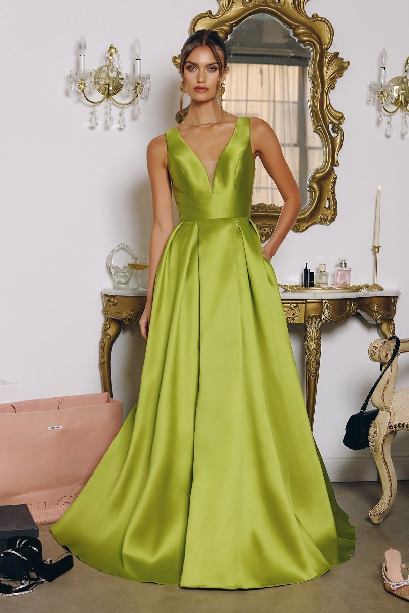A-line dress with deep V-neck-2