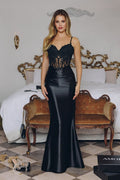 Embellished sheer corset bodice, lace-up back & delicate straps-0