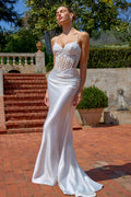 Luminous Embellished Corset Mermaid Wedding Gown - Stretch Satin-0