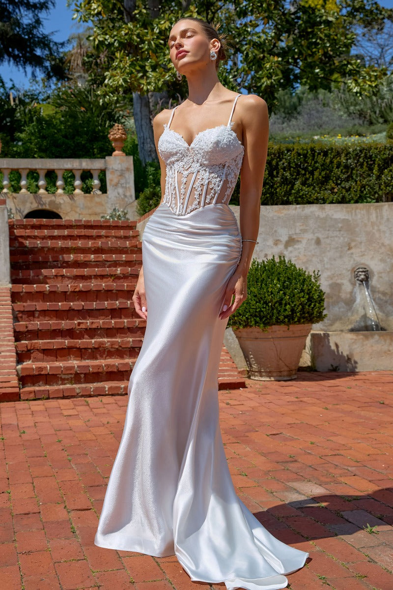 Luminous Embellished Corset Mermaid Wedding Gown - Stretch Satin-0