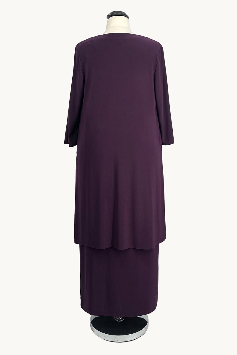 Plus Size Midi Sheath Dress with Draped Overlay Jacket-2