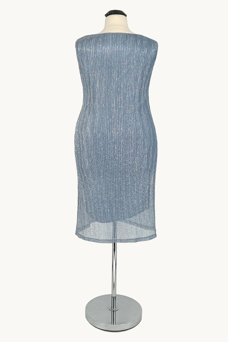 Plus Size Sequin Sheath Dress with Chiffon Overlay Jacket-2