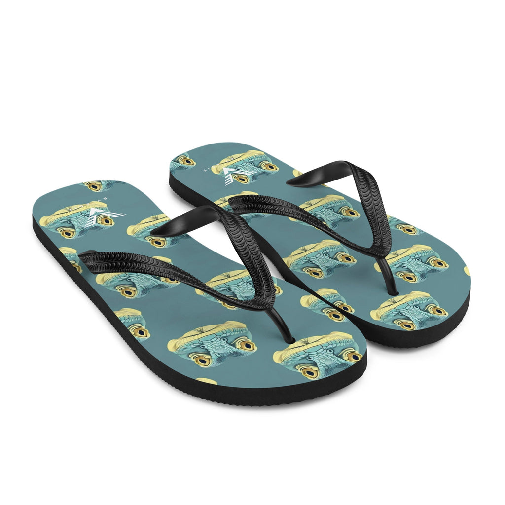 Tropical Frog Print Flip Flops