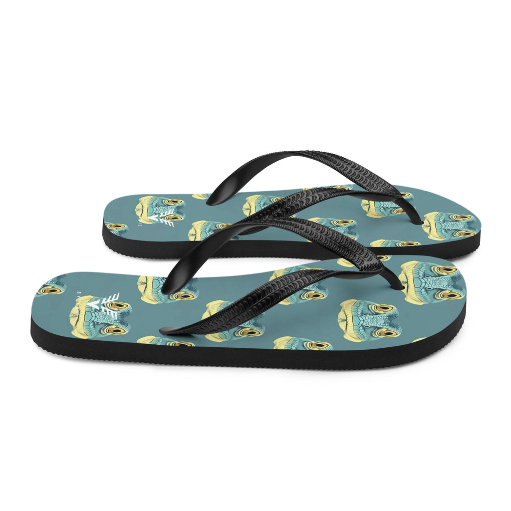 Tropical Frog Print Flip Flops