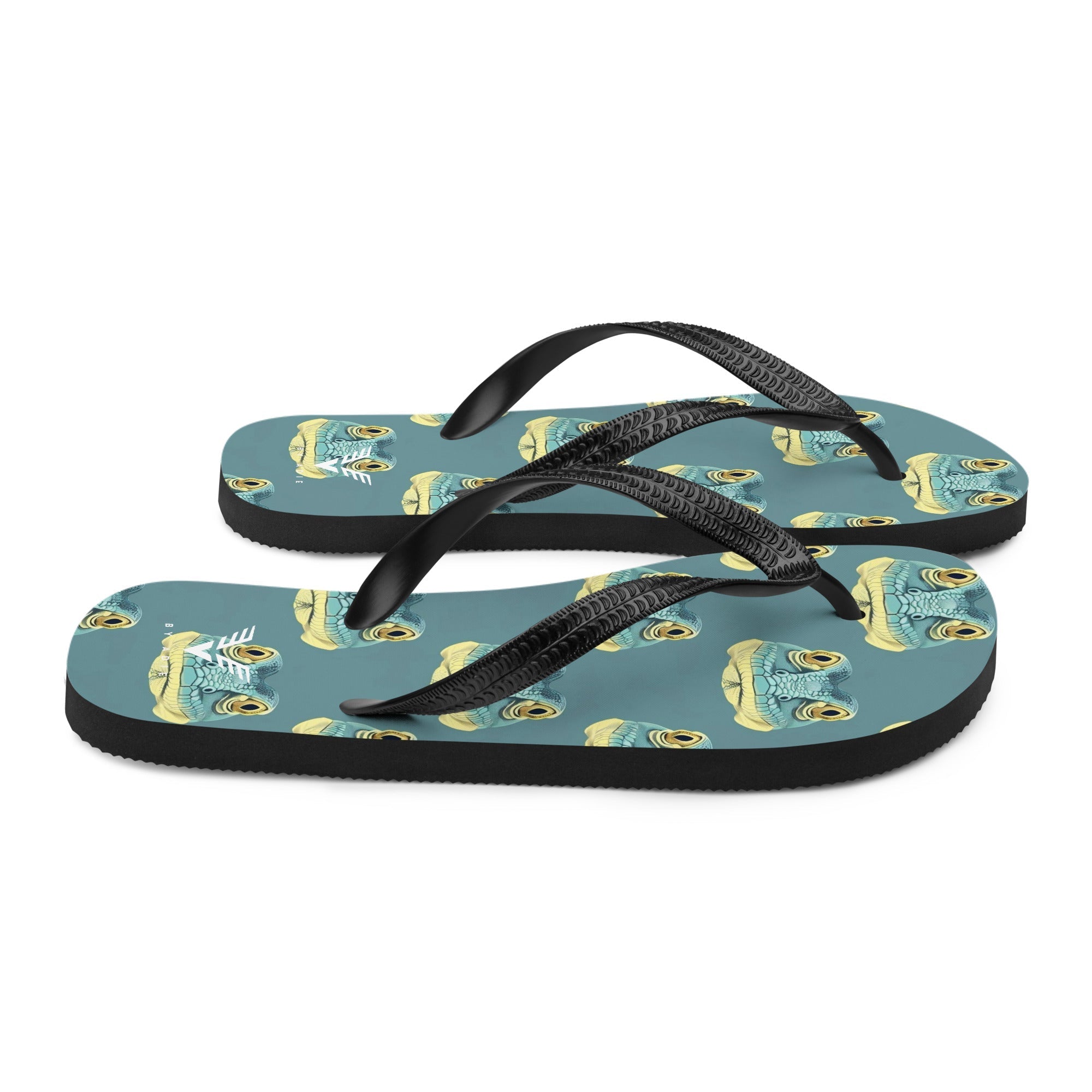 Tropical Frog Print Flip Flops
