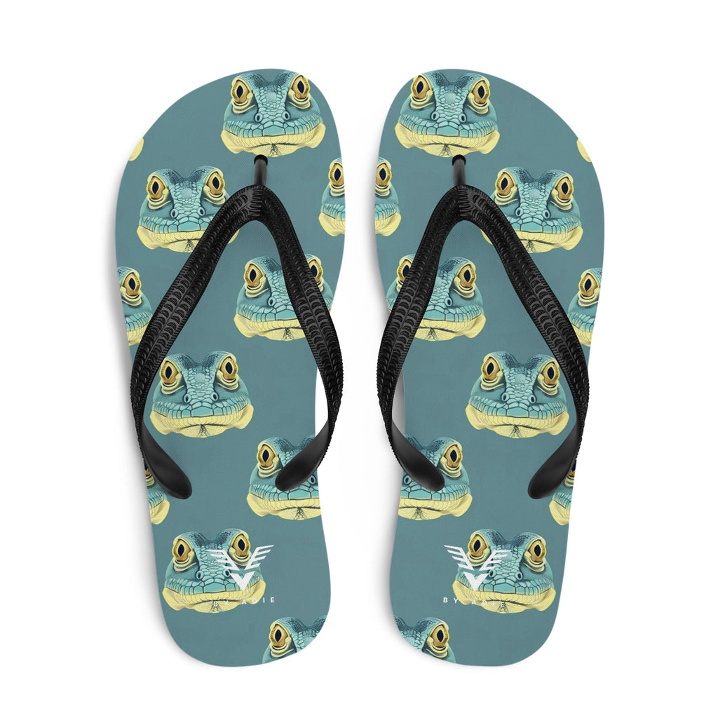 Tropical Frog Print Flip Flops