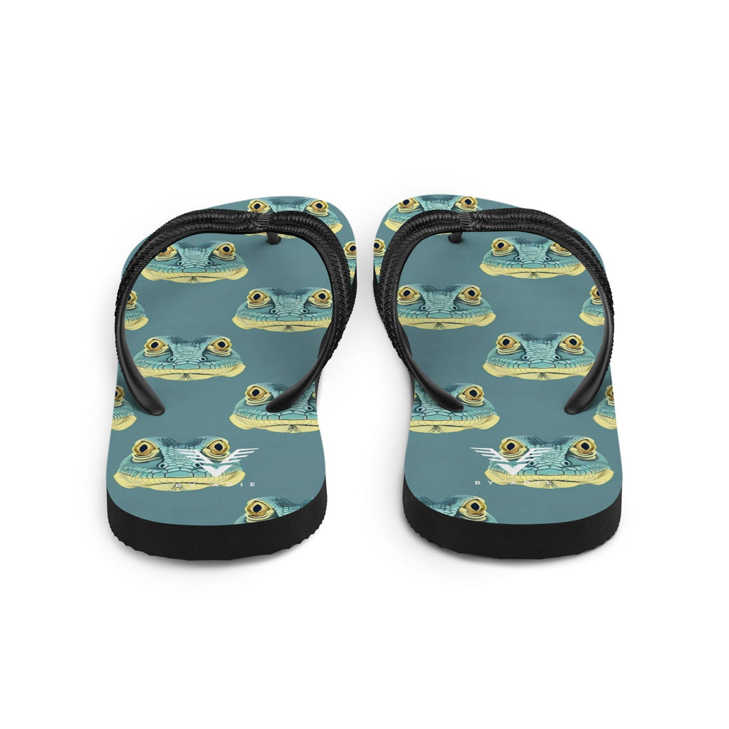 Tropical Frog Print Flip Flops