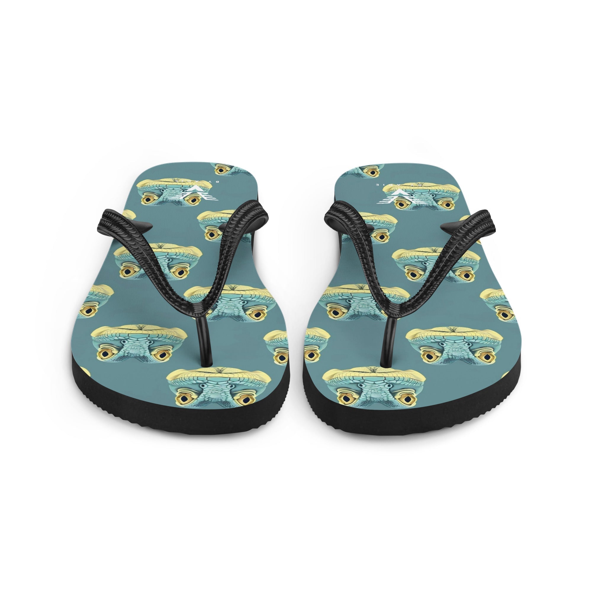 Tropical Frog Print Flip Flops