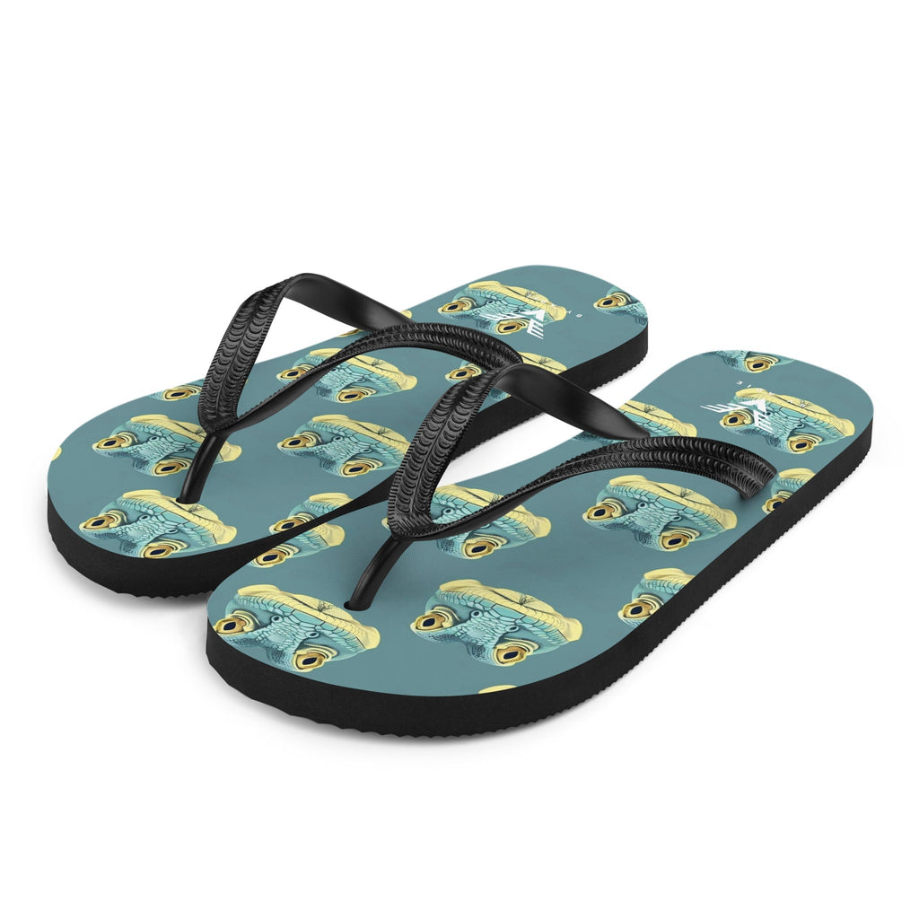 Tropical Frog Print Flip Flops