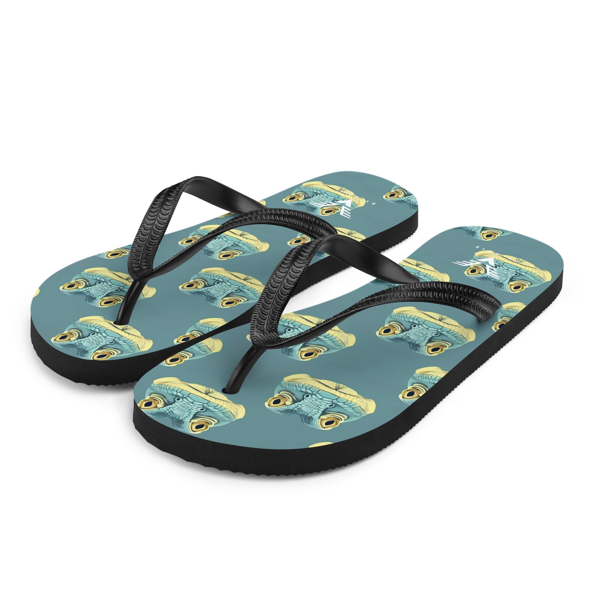 Tropical Frog Print Flip Flops