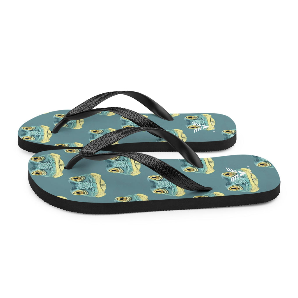 Tropical Frog Print Flip Flops