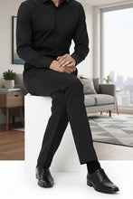 "Washington" Black Stretch Blend Tuxedo Pants-4
