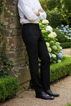 "Washington" Black Stretch Blend Tuxedo Pants-1
