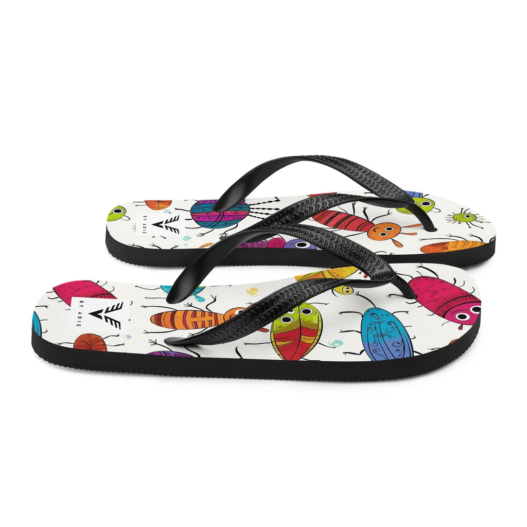 Whimsical Bug Parade Flip Flops