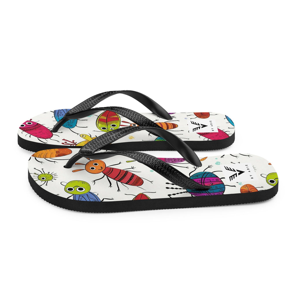 Whimsical Bug Parade Flip Flops