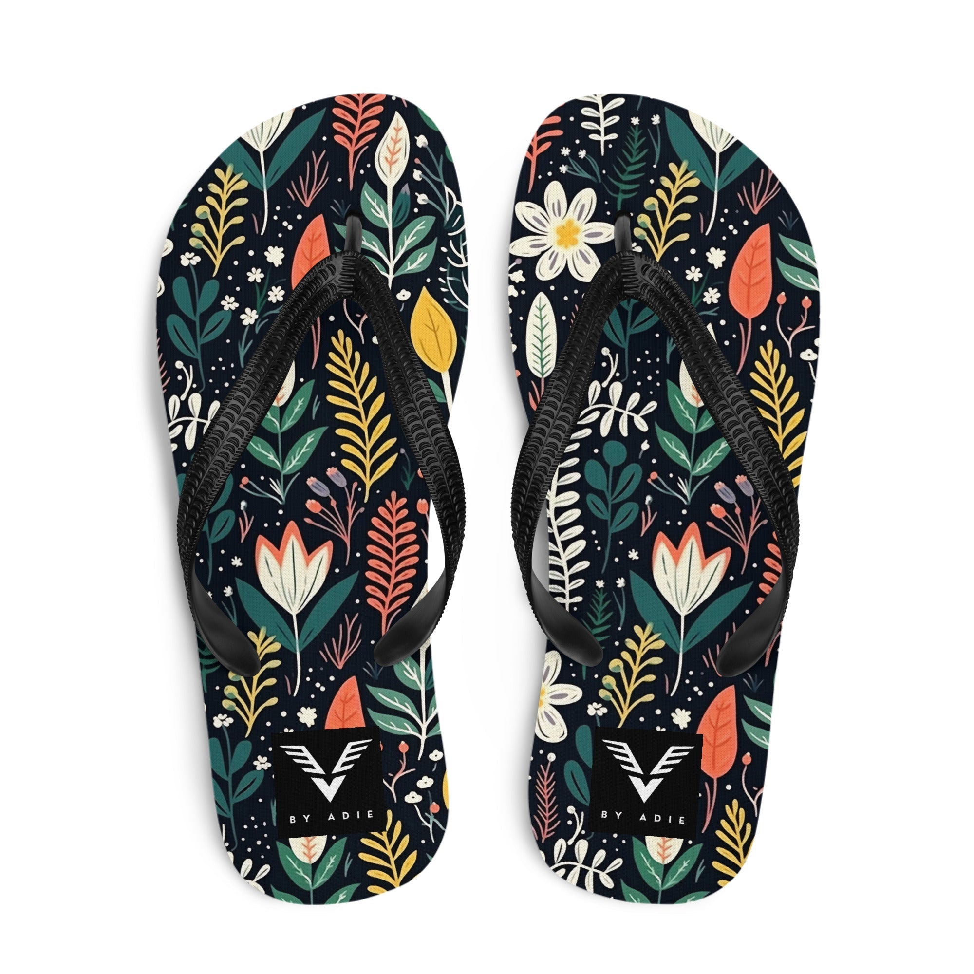 Wild Garden Noir Flip Flops