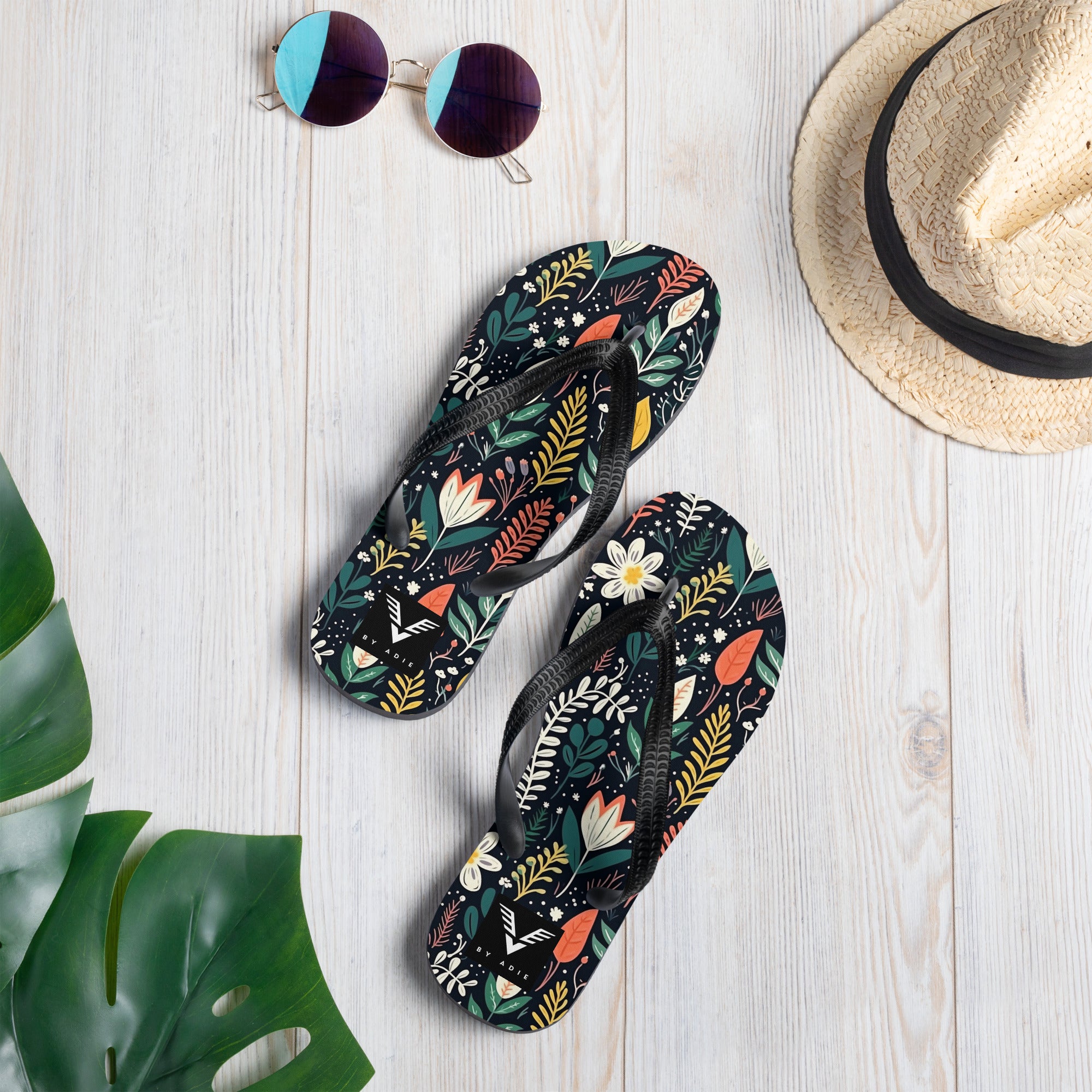 Wild Garden Noir Flip Flops
