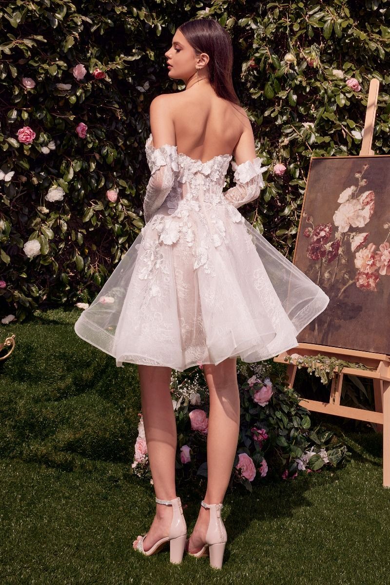 Short Floral Appliqued Bridal Party Dress-1